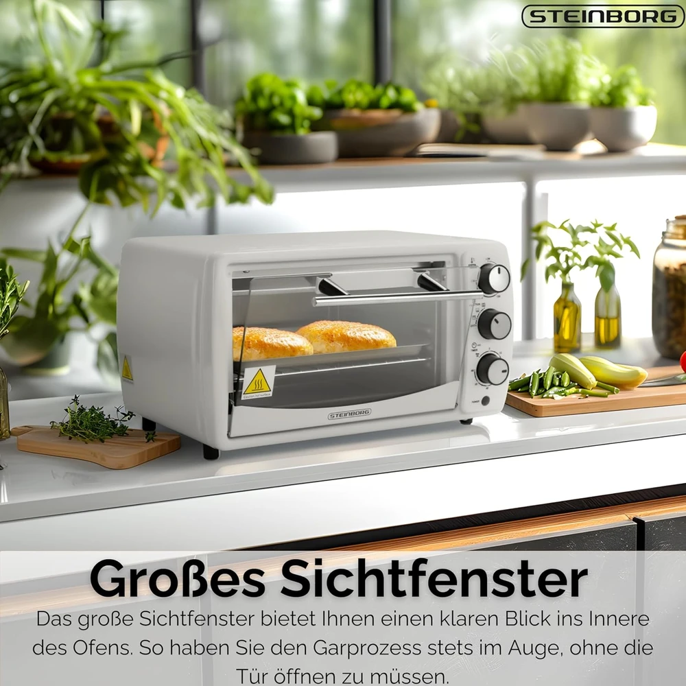 Elektrinė krosnelė Steinborg mini orkaitė 13 l, 1200 W, 65–230 °C, 60 min. laikmatis, 3005
