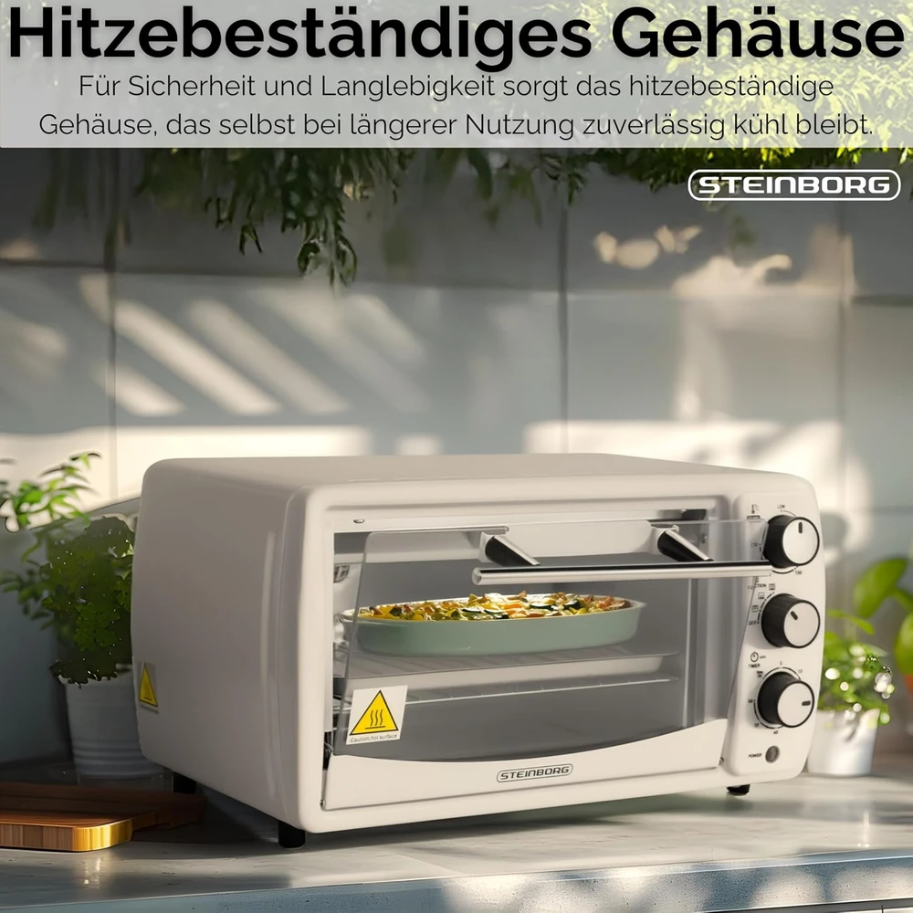 Elektrinė krosnelė Steinborg mini orkaitė 13 l, 1200 W, 65–230 °C, 60 min. laikmatis, 3005