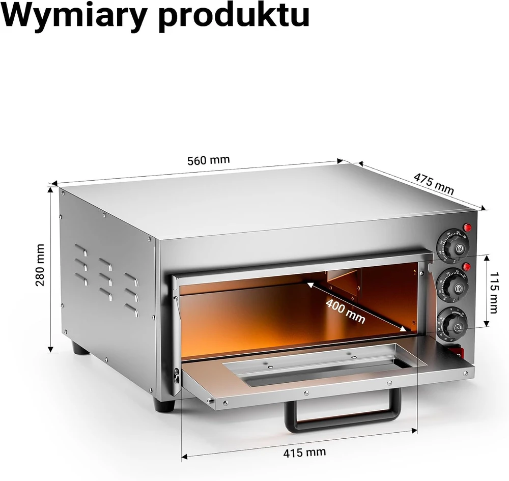 Elektrinė krosnelė Wiltec elektrinė picų krosnelė 2000 W su kordierito plokšte, 350 °C, 61998