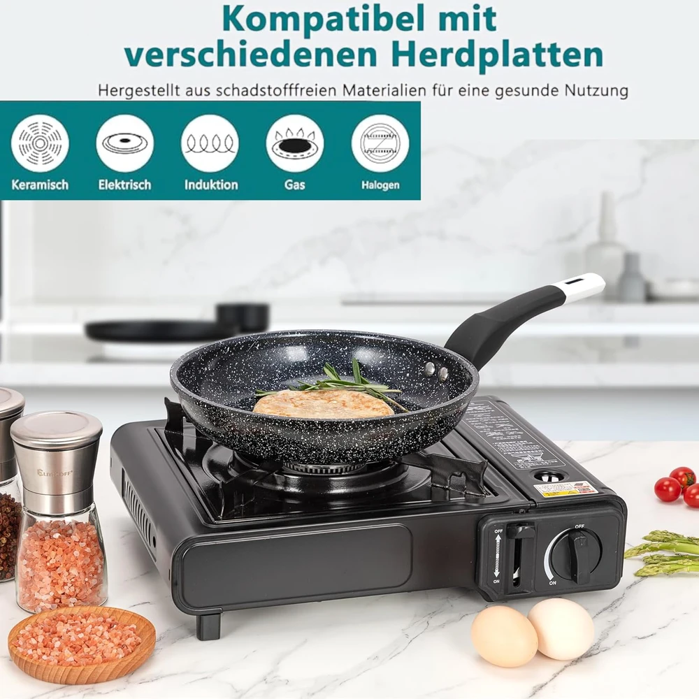 EliteHoff indukcinė keptuvė, aliuminio, keramikinė danga, 16 cm, juoda