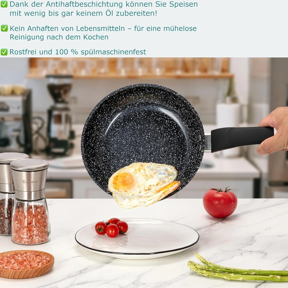 EliteHoff indukcinė keptuvė, aliuminio, keramikinė danga, 16 cm, juoda