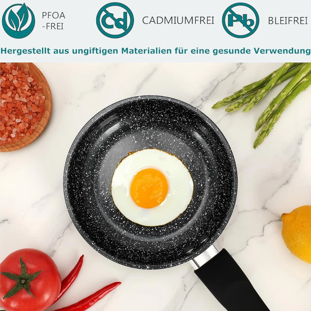 EliteHoff indukcinė keptuvė, aliuminio, keramikinė danga, 16 cm, juoda