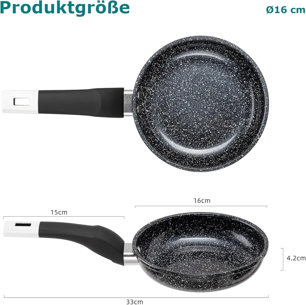 EliteHoff indukcinė keptuvė, aliuminio, keramikinė danga, 16 cm, juoda