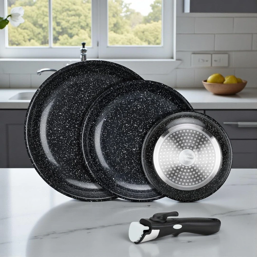EliteHoff keptuvių rinkinys su nuimama rankena, indukcinės, marmuro danga, 20/24/28 cm, E-7919
