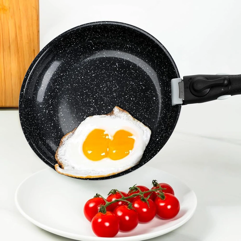 EliteHoff keptuvių rinkinys su nuimama rankena, indukcinės, marmuro danga, 20/24/28 cm, E-7919