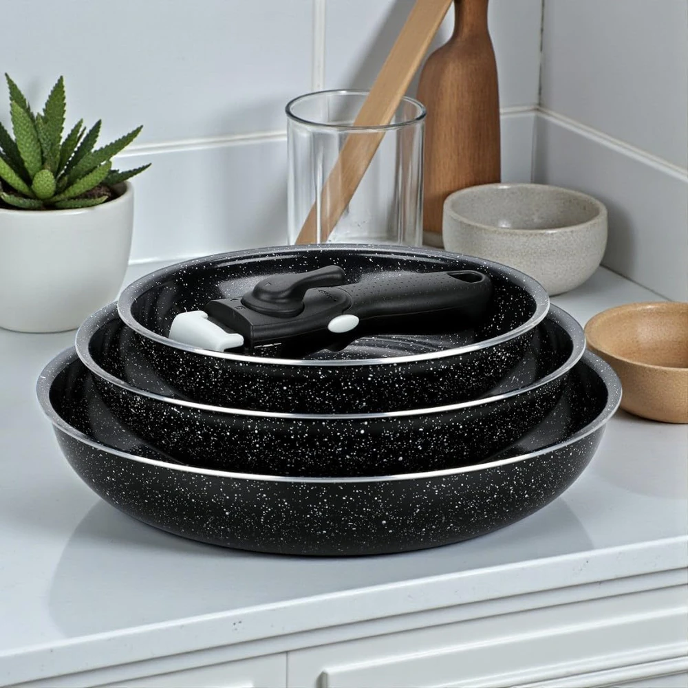 EliteHoff keptuvių rinkinys su nuimama rankena, indukcinės, marmuro danga, 20/24/28 cm, E-7919