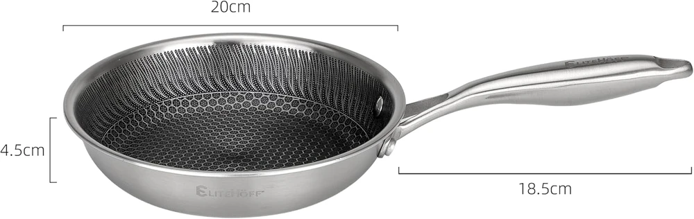 EliteHoff nerūdijančio plieno indukcinė keptuvė su korio struktūra, 20 cm, neprideganti