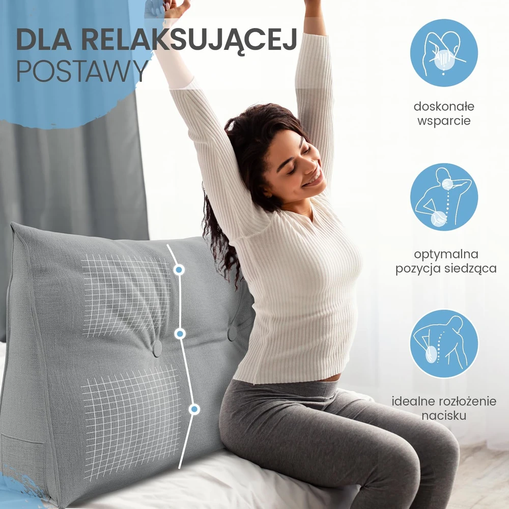 ELONEO atraminė pagalvė lovai ir sofai, pleišto formos, 70 cm, modelis 24261