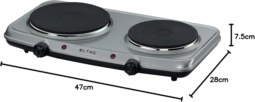 Eltac dviguba elektrinė kaitlentė 2500 W, 230 V, ketaus kaitvietės, DK 28