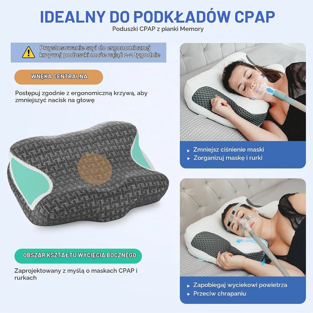 Elviros CPAP pagalvė iš atminties putų, reguliuojamo aukščio FEL10104DGWH004