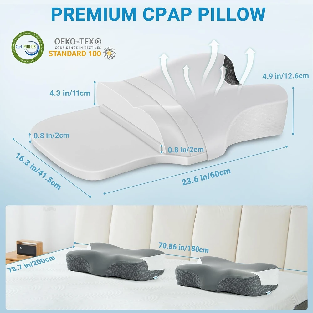 Elviros CPAP pagalvė su atminties putomis, reguliuojamo aukščio ir kietumo, ELV10102WHDG004