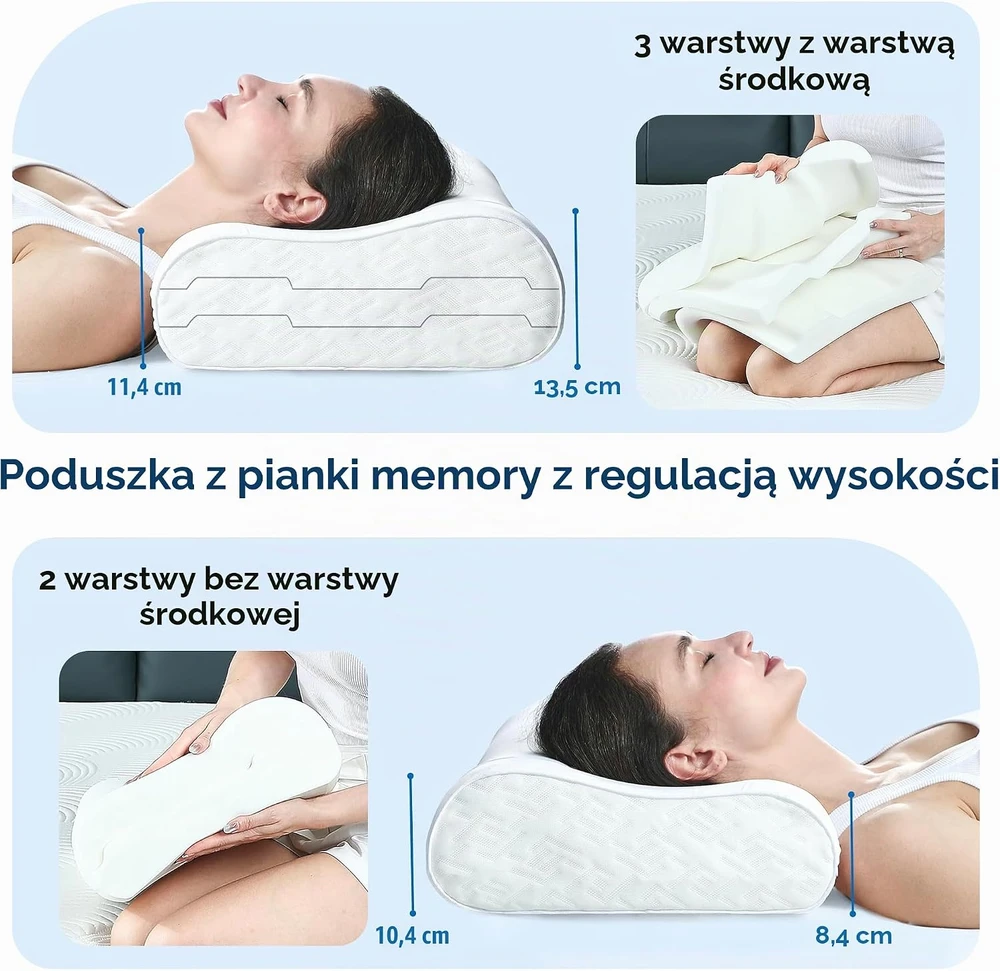 Elviros ergonominė kaklo pagalvė iš atminties putų, reguliuojamo aukščio, 10501WHWH004