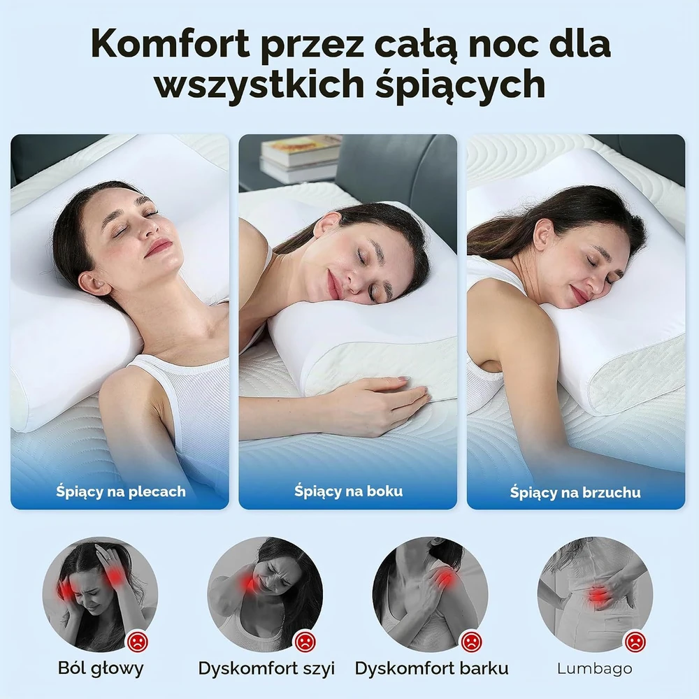 Elviros ergonominė kaklo pagalvė iš atminties putų, reguliuojamo aukščio, 10501WHWH004
