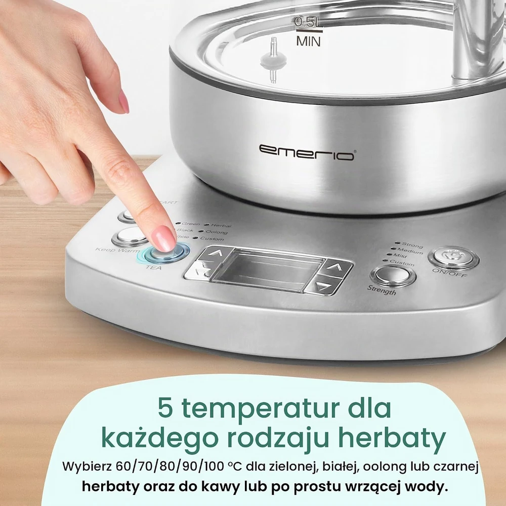Emerio automatinis stiklinis arbatos virdulys 1,7 l, 2200 W WK-122248
