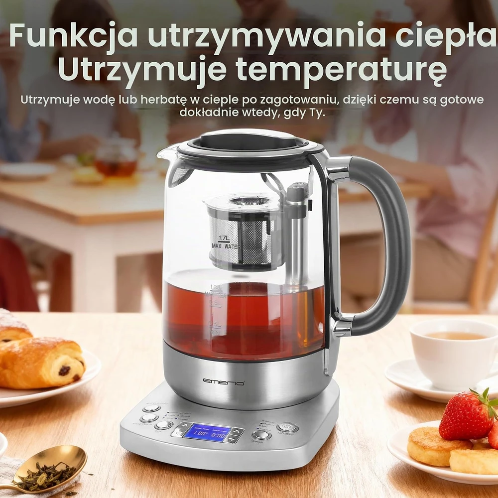 Emerio automatinis stiklinis arbatos virdulys 1,7 l, 2200 W WK-122248