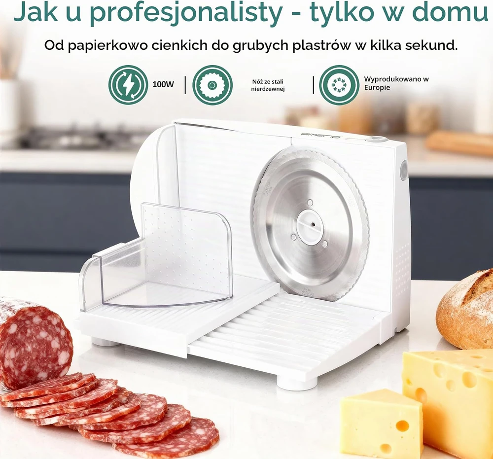 Emerio elektrinė maisto pjaustyklė 100 W su nerūdijančio plieno peiliu MS-125000