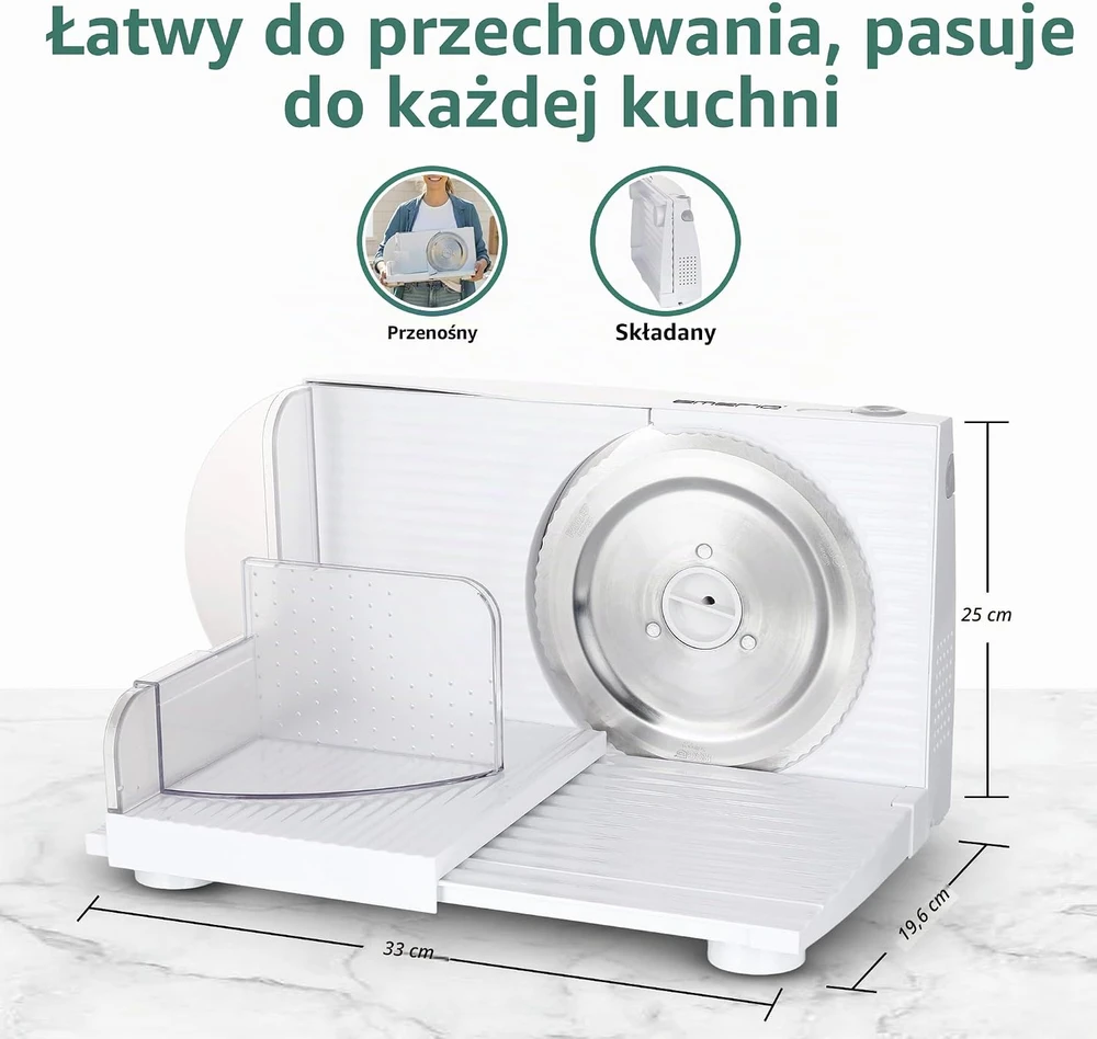 Emerio elektrinė maisto pjaustyklė 100 W su nerūdijančio plieno peiliu MS-125000