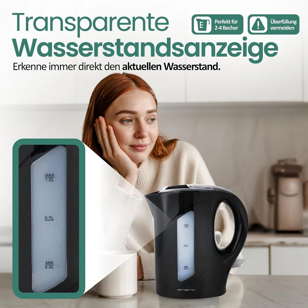 Emerio elektrinis virdulys 1 l, 900 W su vandens lygio indikatoriumi WK-121616.1