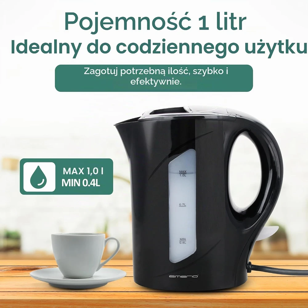 Emerio elektrinis virdulys 1 l, 900 W su vandens lygio indikatoriumi WK-121616.1