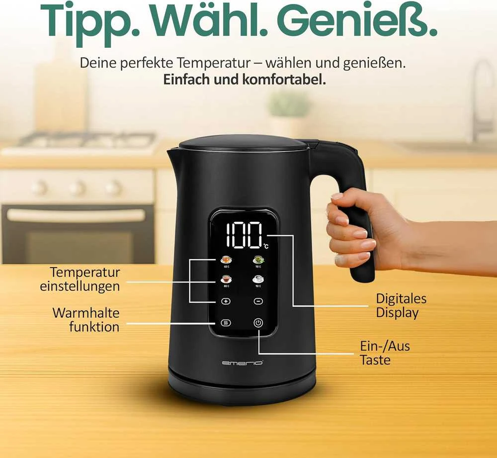 Emerio elektrinis virdulys 1,7 l, nerūdijantis plienas, reguliuojama temperatūra, WK-132229