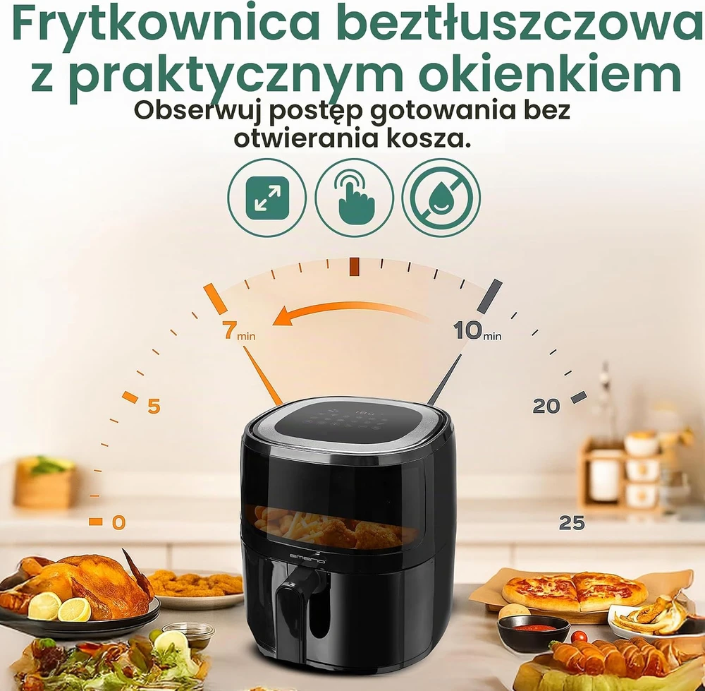 Emerio karšto oro gruzdintuvė 5 l, 1500 W su apžvalgos langeliu AF-129329.3