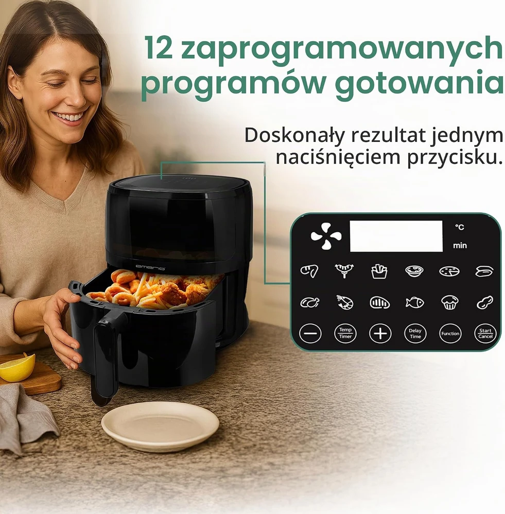 Emerio karšto oro gruzdintuvė 5 l, 1500 W su apžvalgos langeliu AF-129329.3