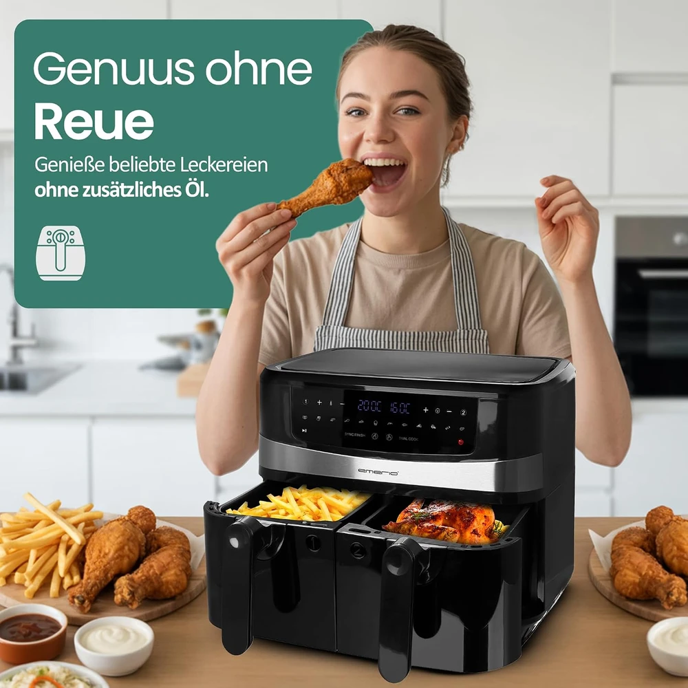 Emerio karšto oro gruzdintuvė su dviem 4,5 l krepšiais, 2400 W, AF-126672