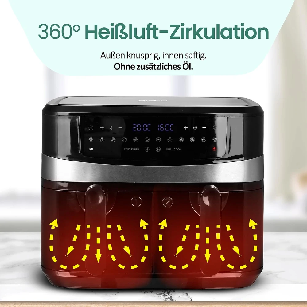 Emerio karšto oro gruzdintuvė su dviem 4,5 l krepšiais, 2400 W, AF-126672