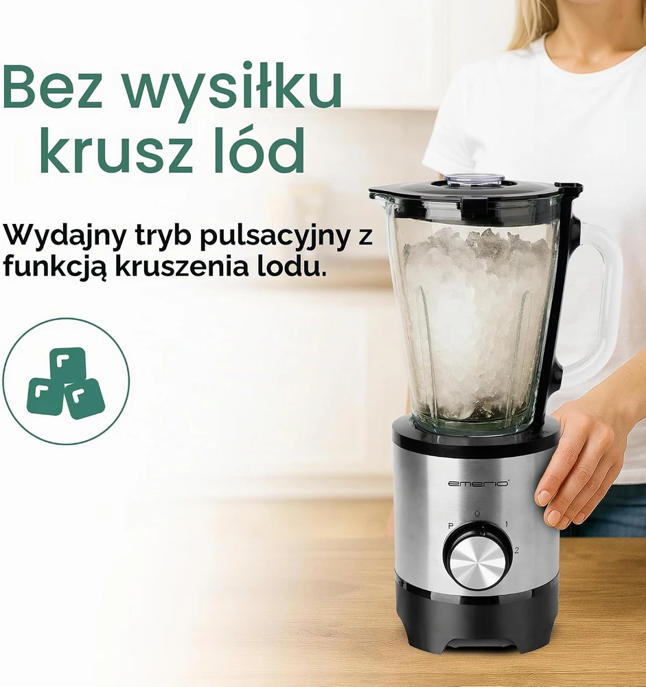 Emerio kokteilinė su stikliniu 1,5 l indu, 500 W, ledo smulkinimo funkcija BL-130988