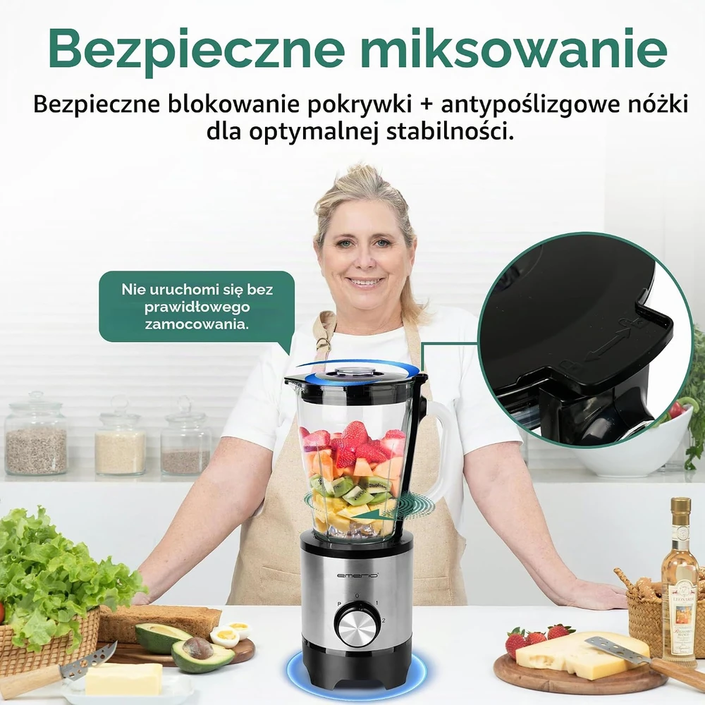 Emerio kokteilinė su stikliniu 1,5 l indu, 500 W, ledo smulkinimo funkcija BL-130988