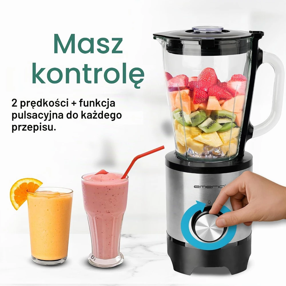 Emerio kokteilinė su stikliniu 1,5 l indu, 500 W, ledo smulkinimo funkcija BL-130988