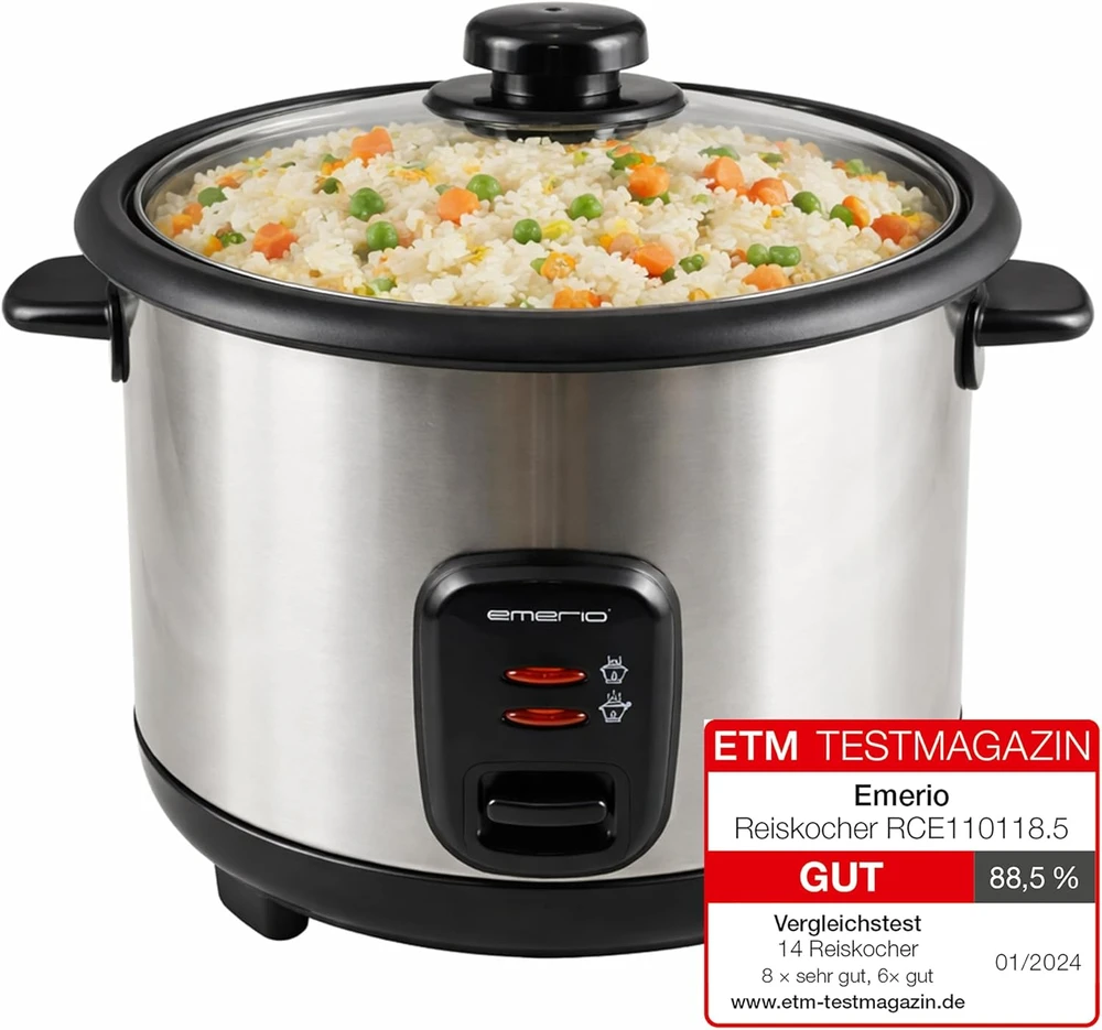 Emerio ryžių viryklė 1,5 l, 500 W, nerūdijančio plieno korpusas, automatinis išjungimas, RCE-110118.5