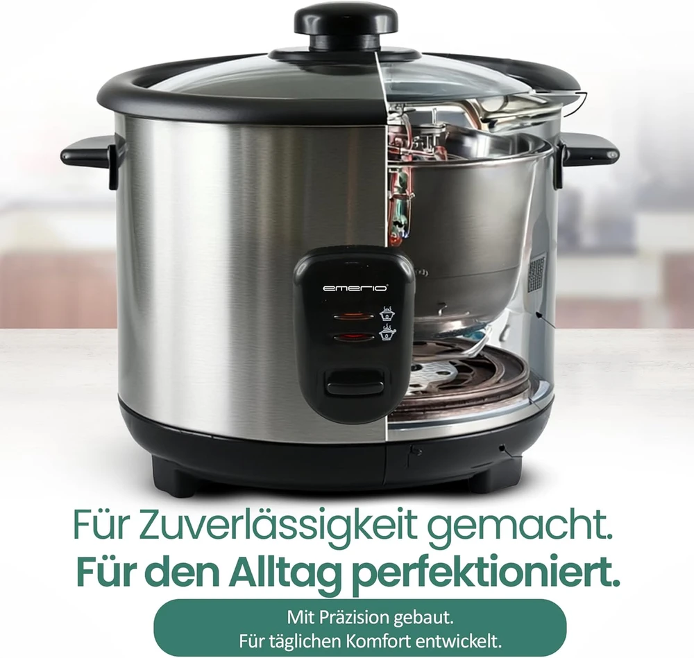 Emerio ryžių viryklė 1,5 l, 500 W, nerūdijančio plieno korpusas, automatinis išjungimas, RCE-110118.5