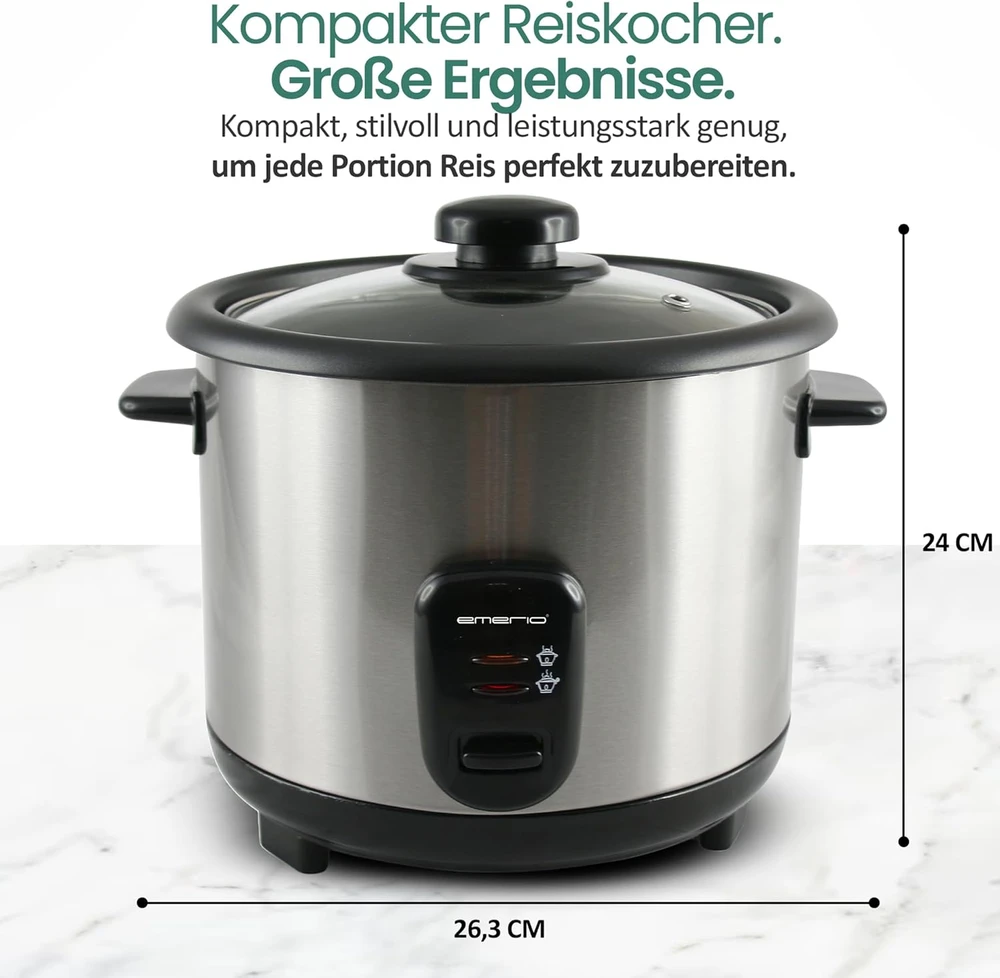 Emerio ryžių viryklė 1,5 l, 500 W, nerūdijančio plieno korpusas, automatinis išjungimas, RCE-110118.5