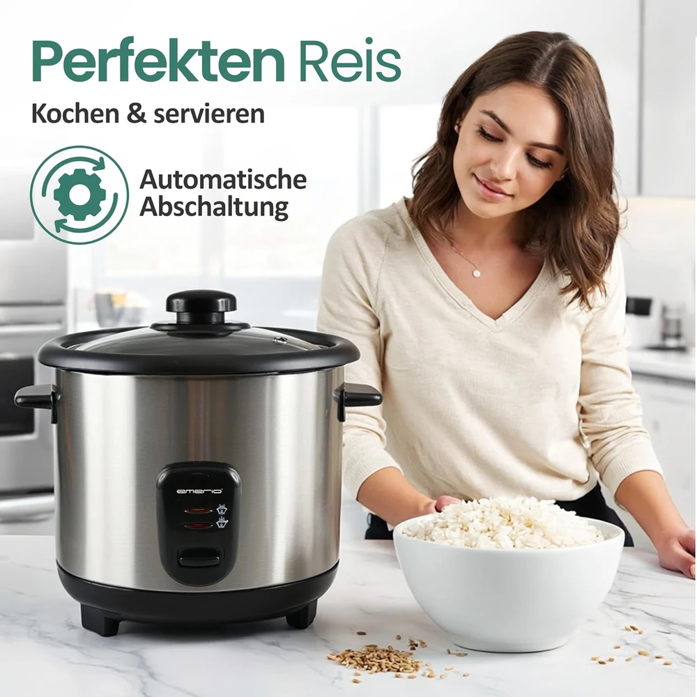 Emerio ryžių viryklė 1,5 l, 500 W, nerūdijančio plieno korpusas, automatinis išjungimas, RCE-110118.5