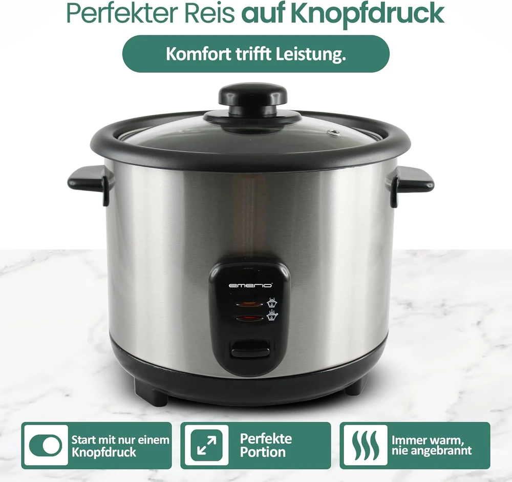 Emerio ryžių viryklė 1,5 l, 500 W, nerūdijančio plieno korpusas, automatinis išjungimas, RCE-110118.5