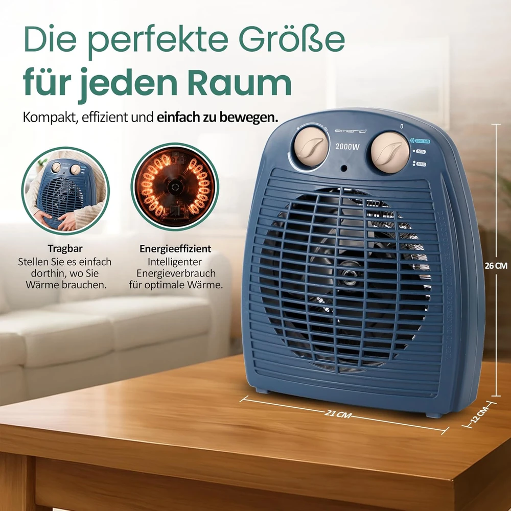 Emerio termoventiliatorius 2000 W su reguliuojamu termostatu FH-106737.12