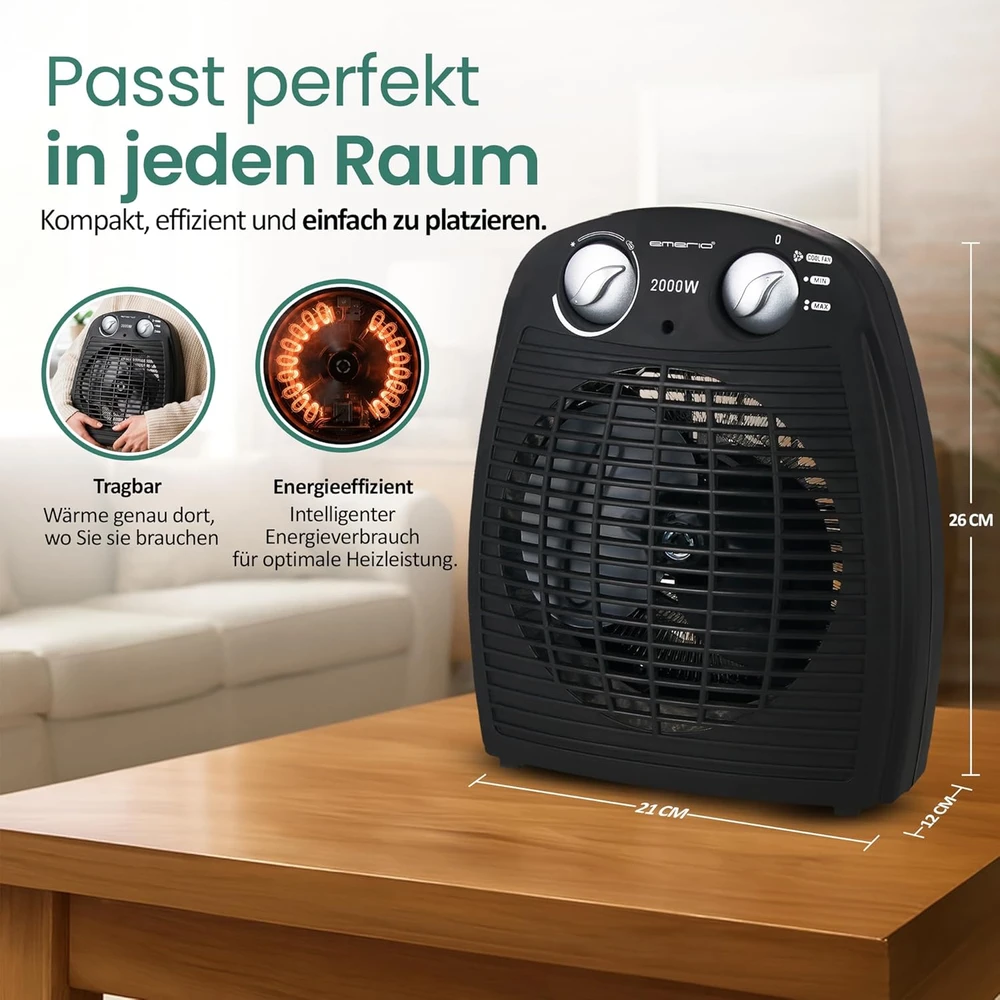 Emerio ventiliatorinis šildytuvas 2000 W iki 20 m² su termostatu FH-106737.2
