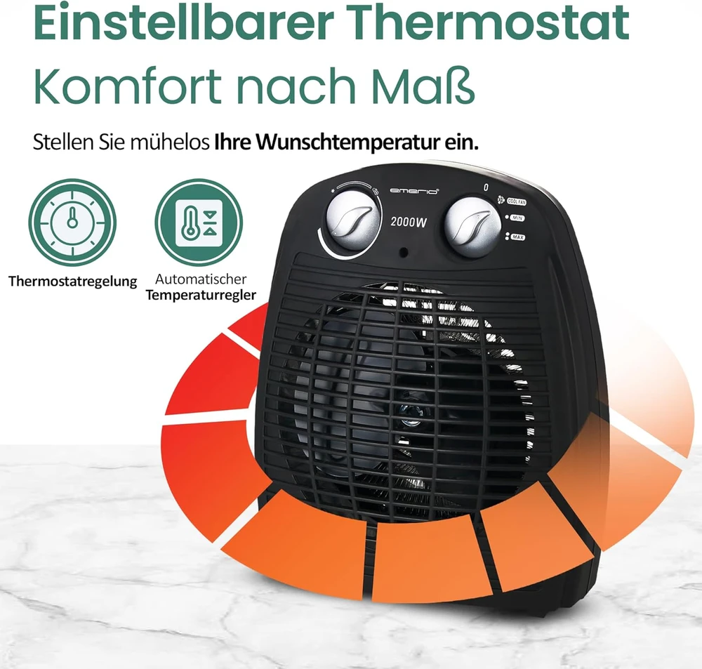 Emerio ventiliatorinis šildytuvas 2000 W iki 20 m² su termostatu FH-106737.2