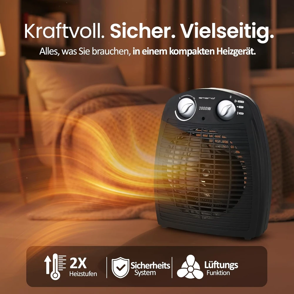 Emerio ventiliatorinis šildytuvas 2000 W iki 20 m² su termostatu FH-106737.2
