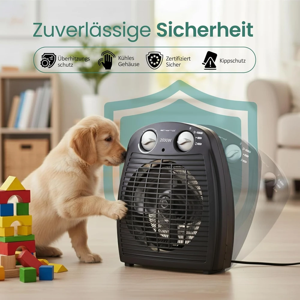 Emerio ventiliatorinis šildytuvas 2000 W iki 20 m² su termostatu FH-106737.2