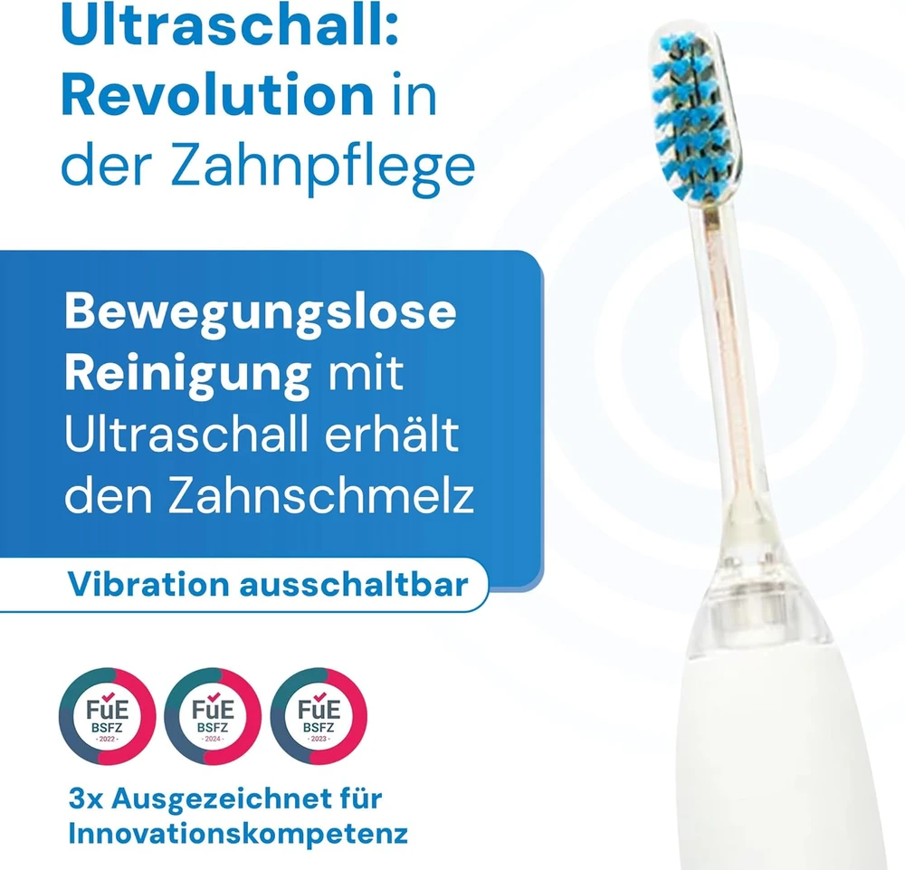 Emmi-dent ultragarsinis dantų šepetėlis Metallic Baltas su įkrovimo stotele 60020178