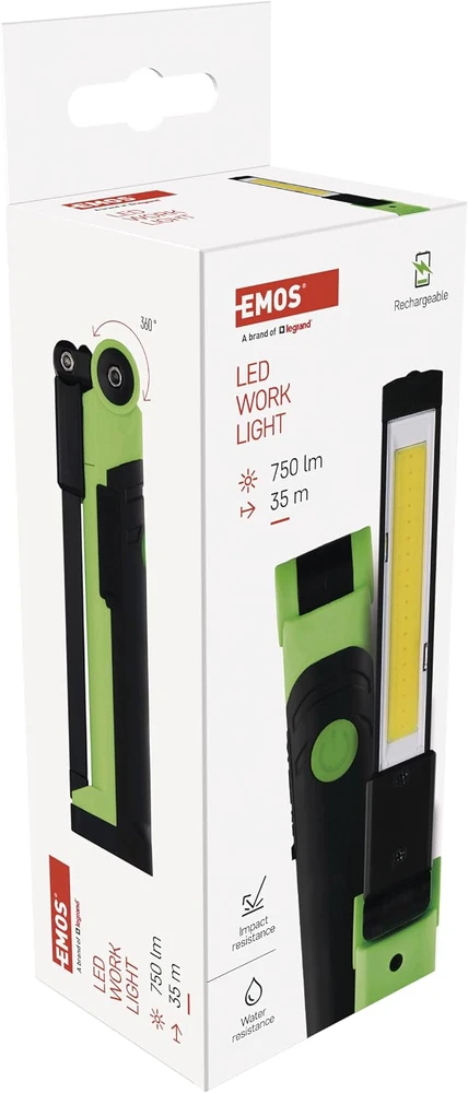 EMOS akumuliatorinis LED darbo žibintas 750 lm, 6 režimai, IP44, P4540