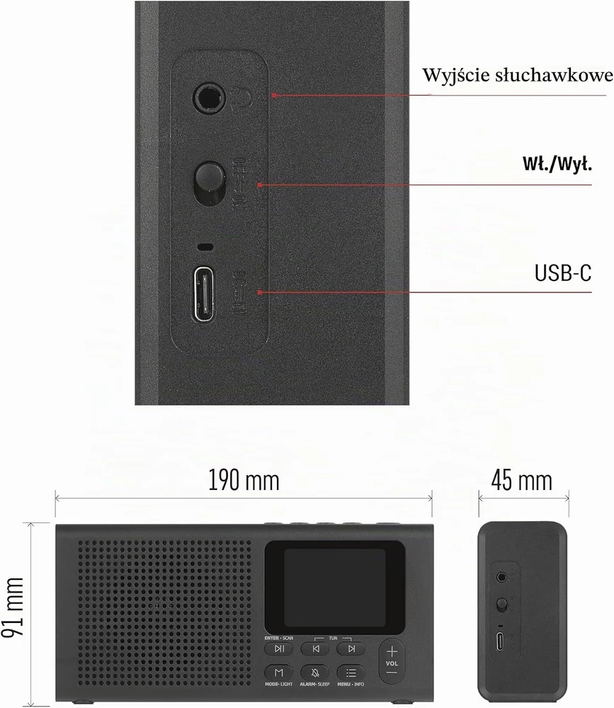 EMOS nešiojamasis skaitmeninis radijas, DAB+/FM, Bluetooth, E0090