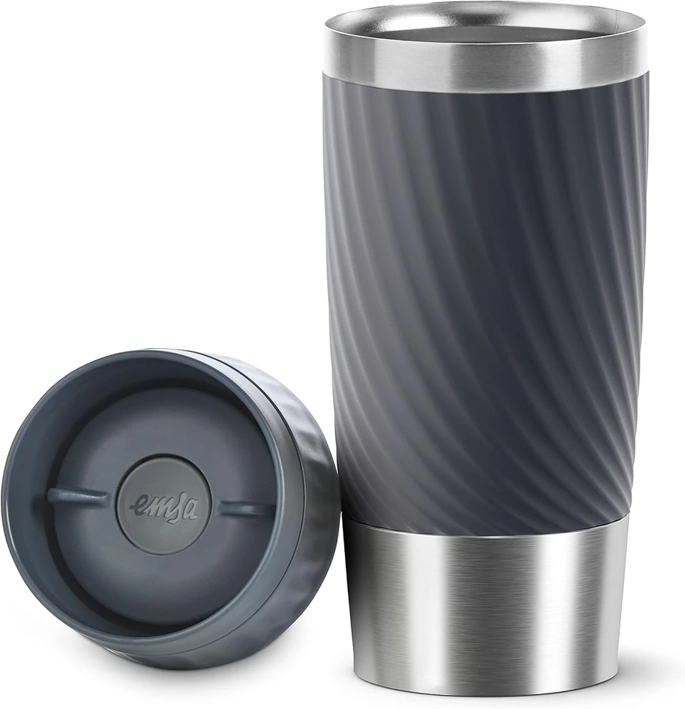 Emsa Easy Twist kelioninis termopuodelis 360 ml, grafito spalvos, N2011500