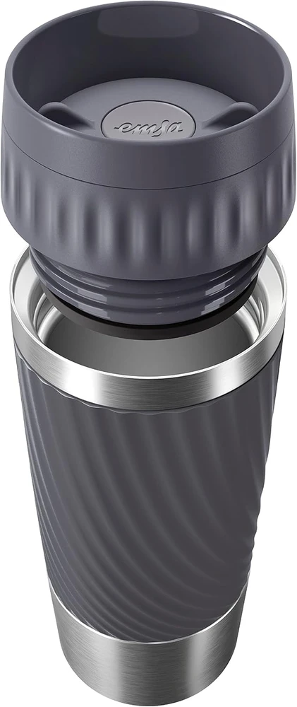 Emsa Easy Twist kelioninis termopuodelis 360 ml, grafito spalvos, N2011500