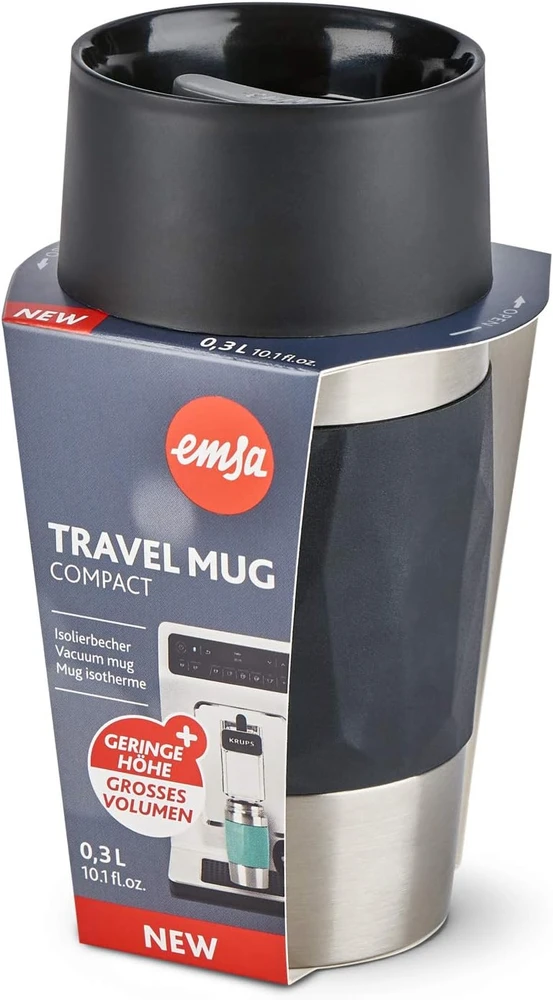Emsa kelioninis termosas-puodelis Travel Mug Compact 300 ml, nerūdijančiojo plieno