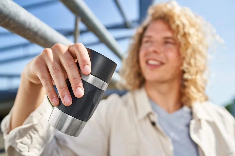 Emsa kelioninis termosas-puodelis Travel Mug Compact 300 ml, nerūdijančiojo plieno