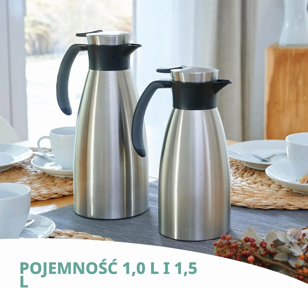 Emsa termoąsotis Soft Grip 1 l, nerūdijančiojo plieno, juodas/sidabrinis, 508932