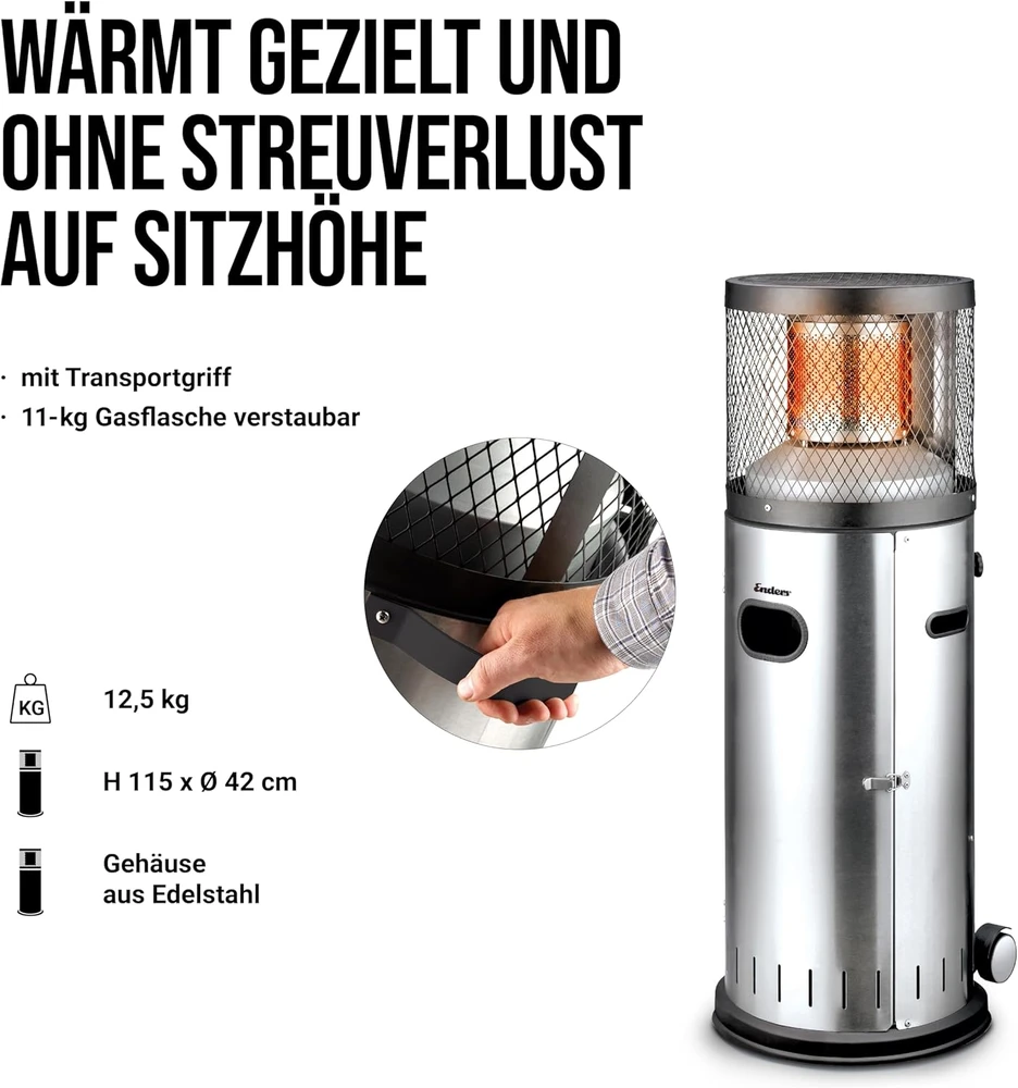 Enders dujinis infraraudonųjų spindulių lauko šildytuvas Polo 2.0, 3–6 kW, 5461